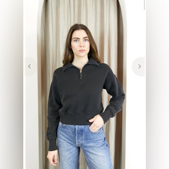 Brand: RE/DONE
The Re/Done 70s Half Zip Sweatshirt in Washed Black - Picture 1 of 3